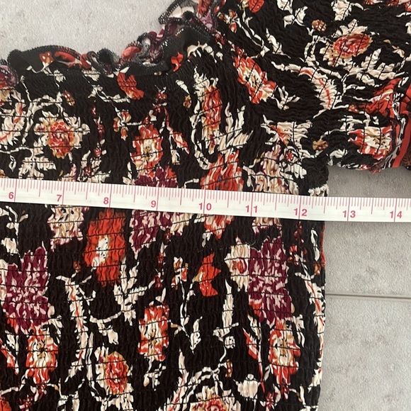 BAND OF GYPSIES floral smocked bodice ruffled sleeve mini dress with pockets XS - Picture 10 of 12